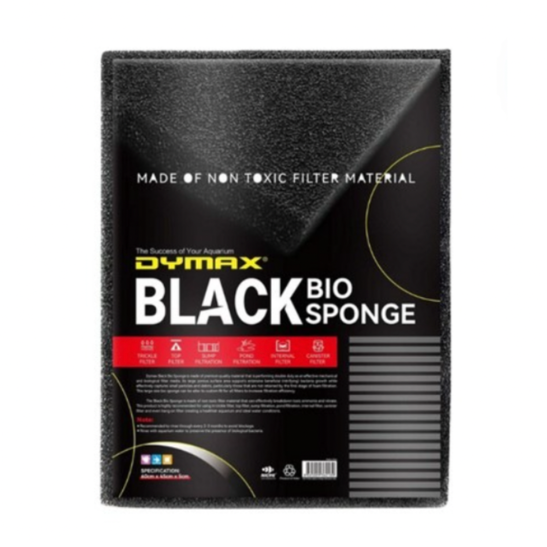 DYMAX BLACK THIN BIO SPONGE – 2X (60CMx45CMx2.5CM)