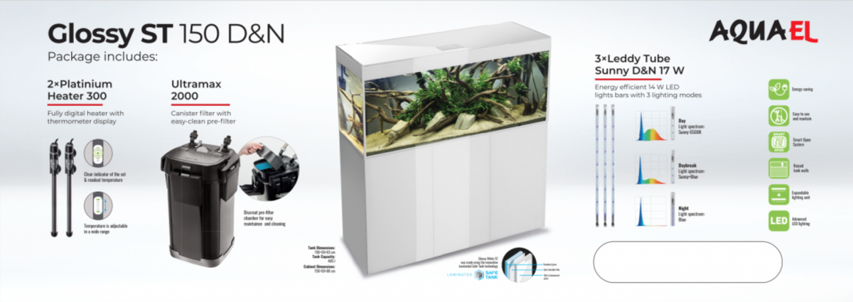 Aquael Glossy ST Aquarium Set