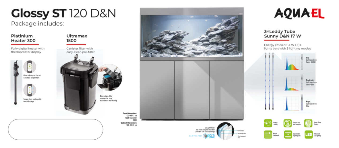 Aquael Glossy Aquarium Set Grey