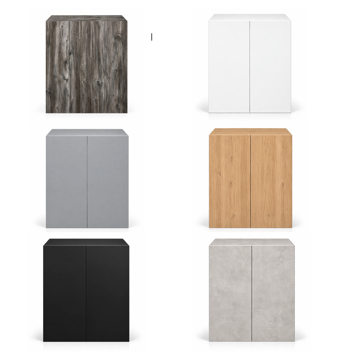 6 aquarium cabinets on white background
