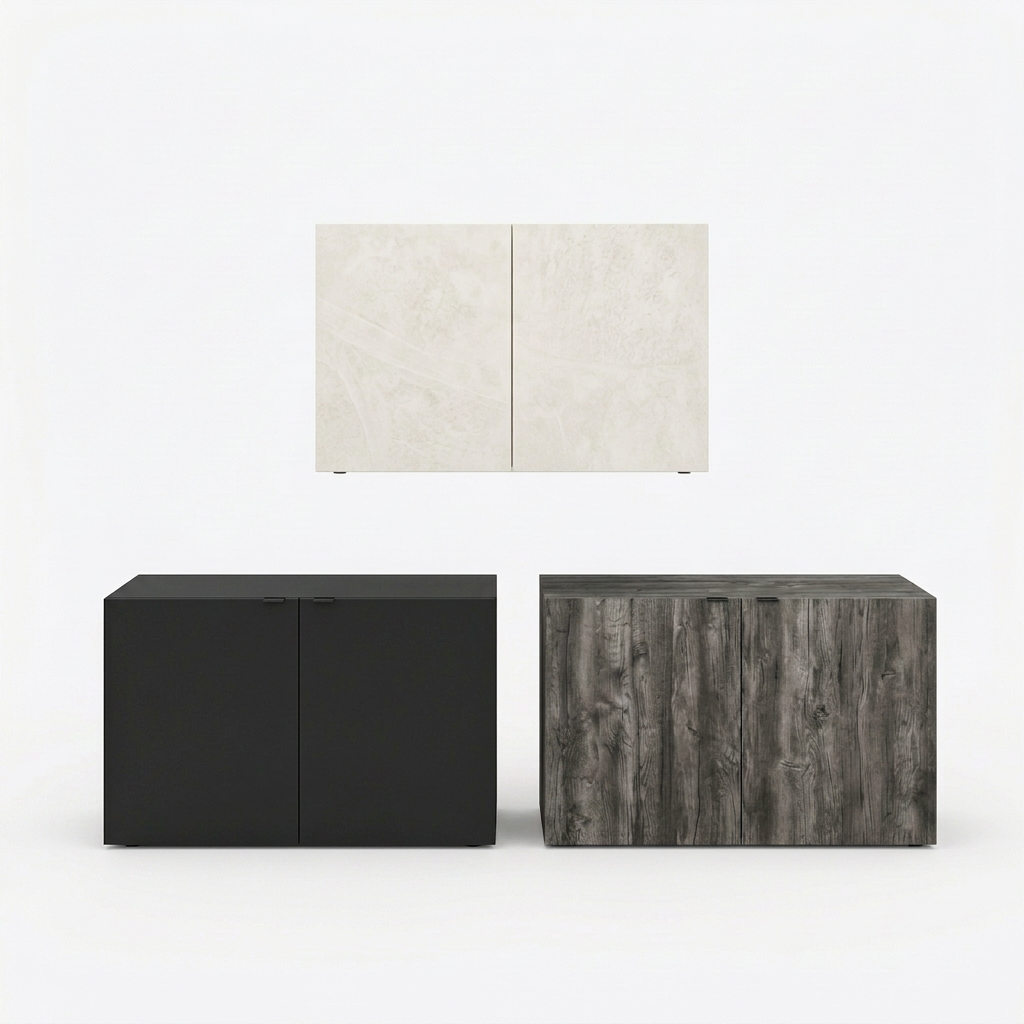 picture of 3 aquarium cabinets
