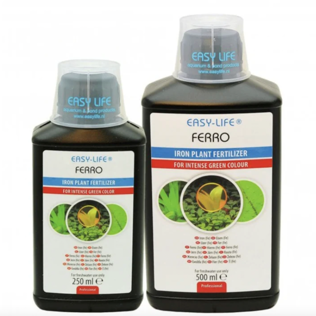 Two bottles of Easy-Life Ferro iron plant fertilizer on a white background