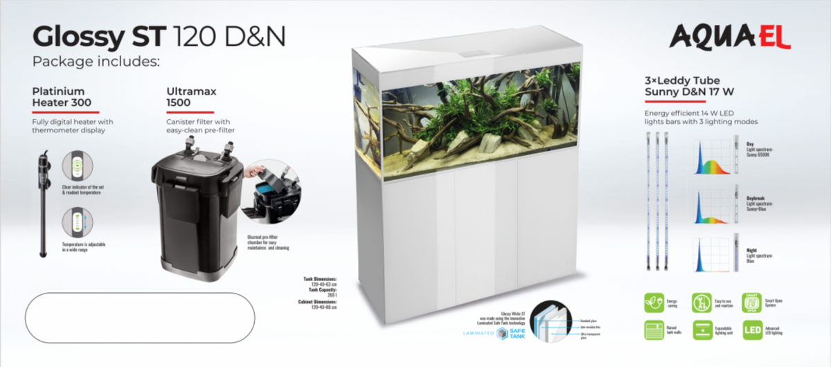 Aquael Glossy ST Aquarium Set