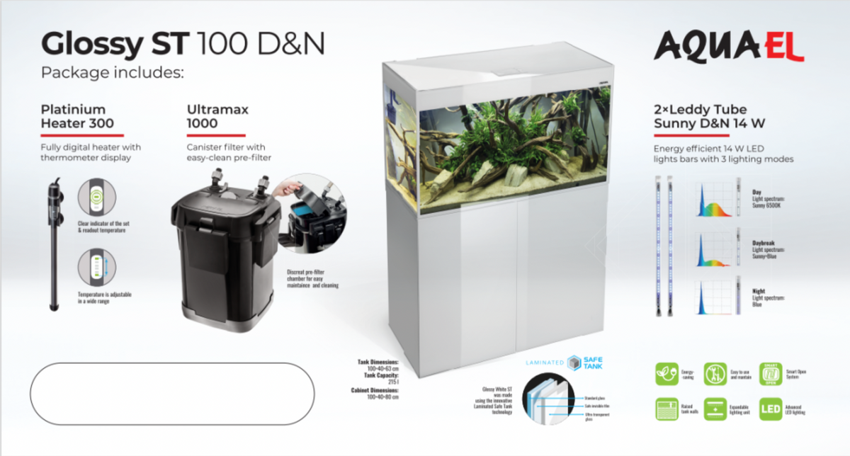 Aquael Glossy ST Aquarium Set