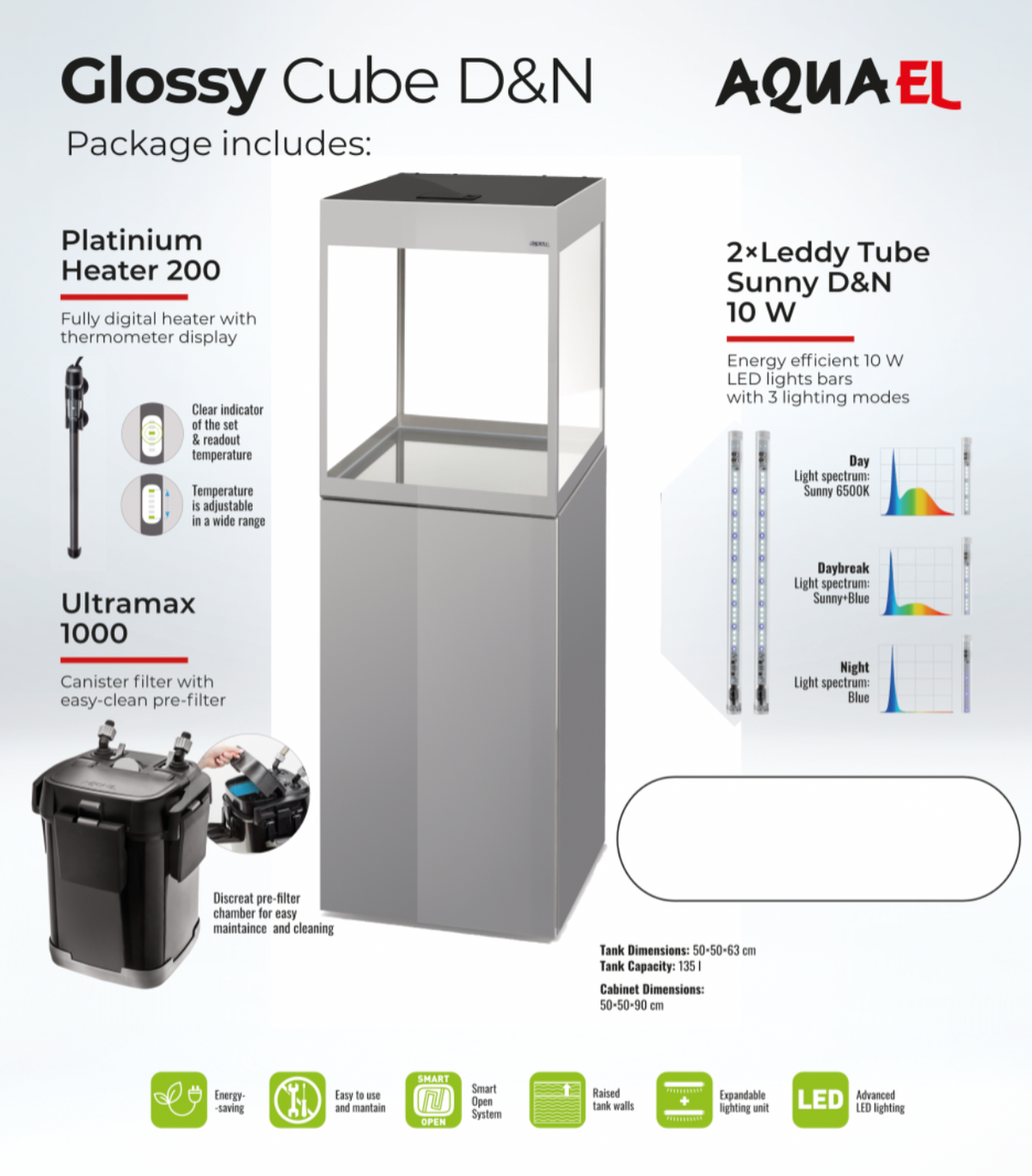 Aquael Glossy Cube Aquarium Set