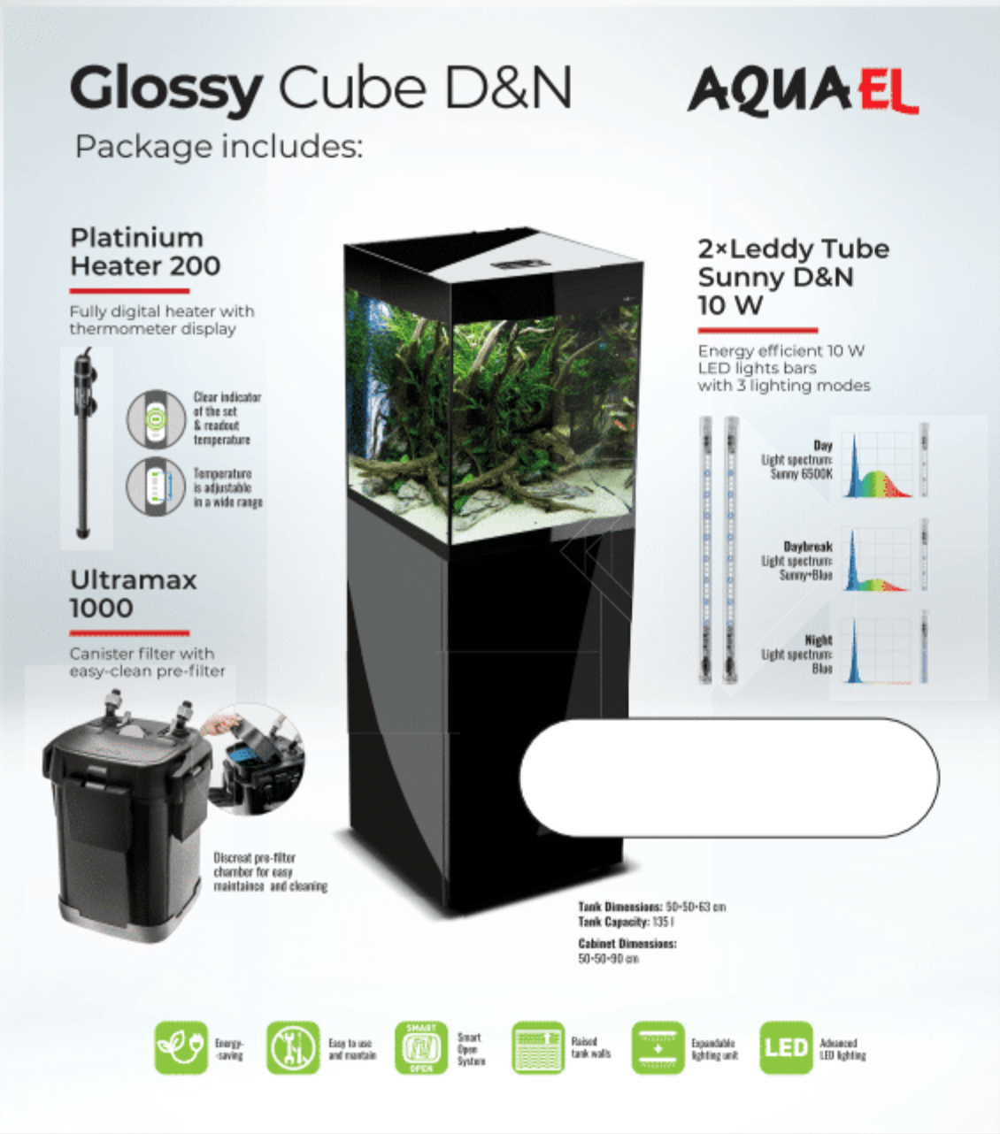 Aquael Glossy Cube Aquarium Set