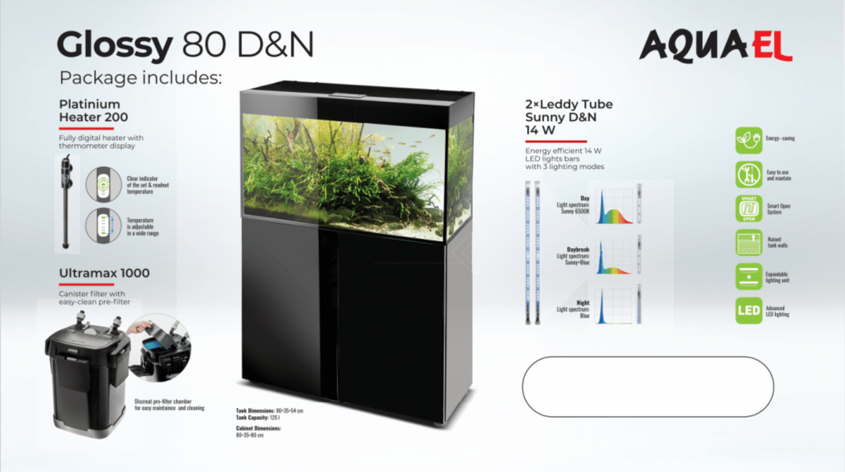 Aquael Glossy Aquarium Set Black