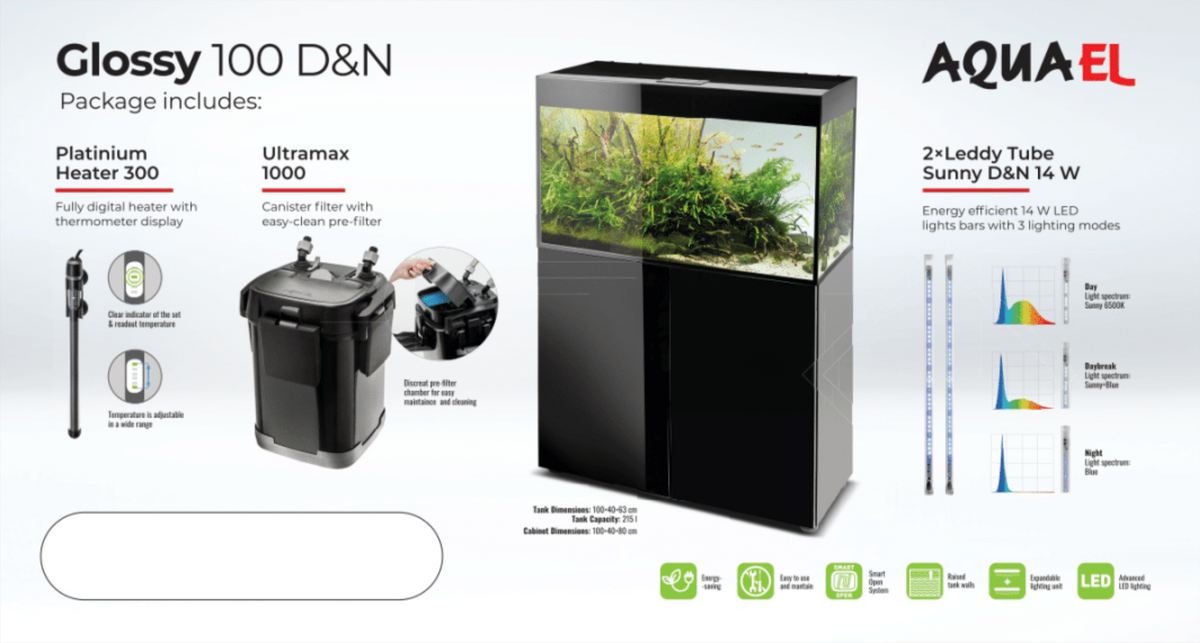 Aquael Glossy Aquarium Set Black