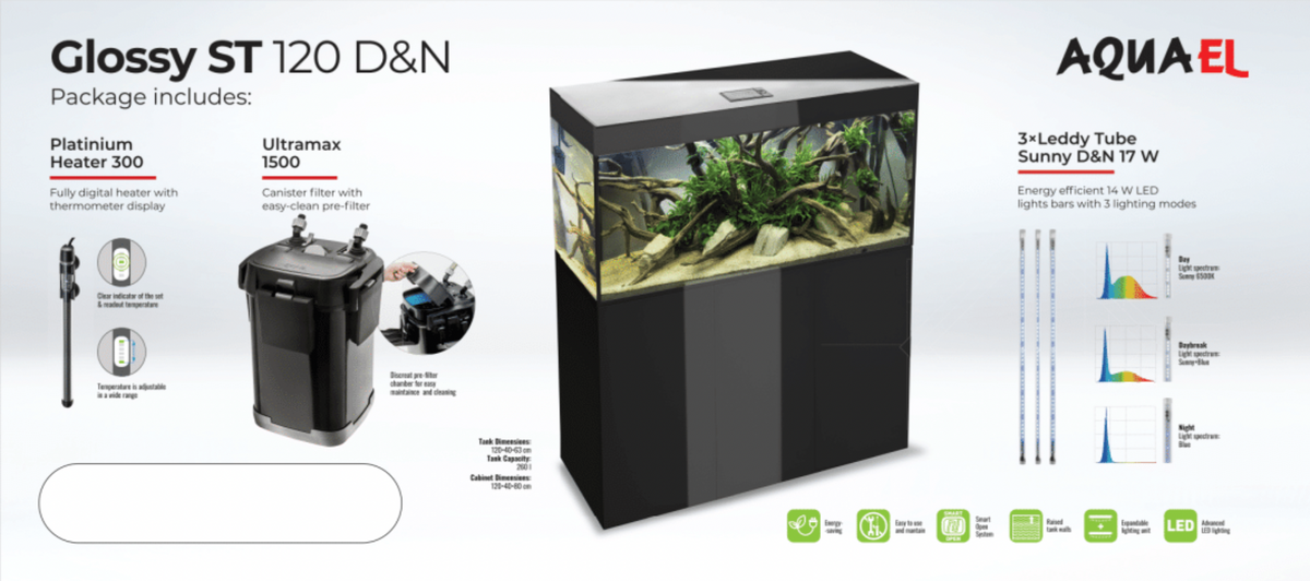 Aquael Glossy Aquarium Set Black