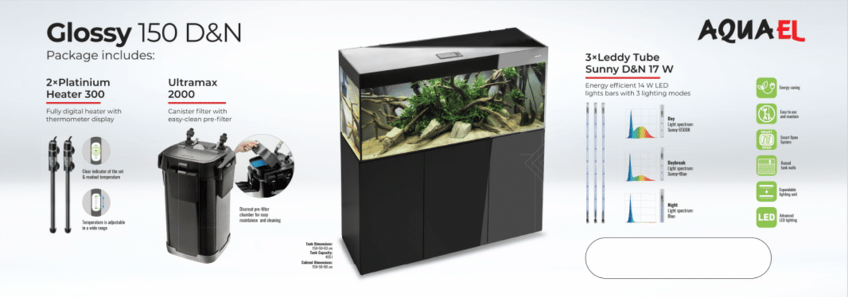 Aquael Glossy Aquarium Set Black