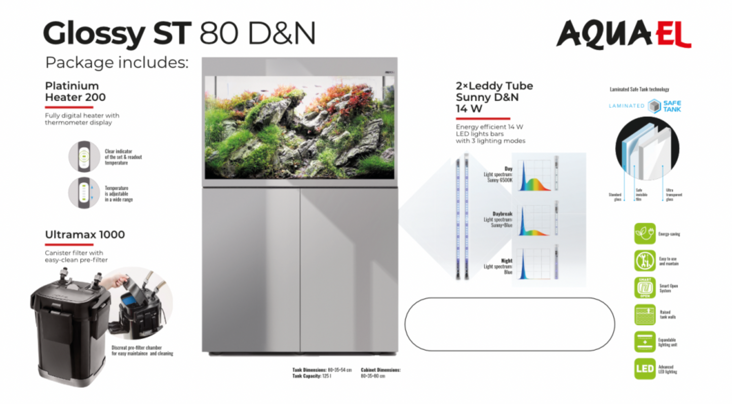 Aquael Glossy Aquarium Set Grey